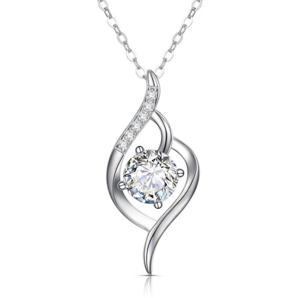 Silver Necklace with Moissanite Pendant